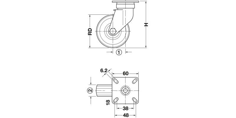 D75mm Castor Swivel w Brake PL Galv