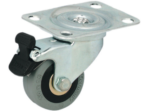 Single Wheel Castor, Swivel, with or without Brake, Wheel &Oslash; 50-75 mm, Plate Fixi