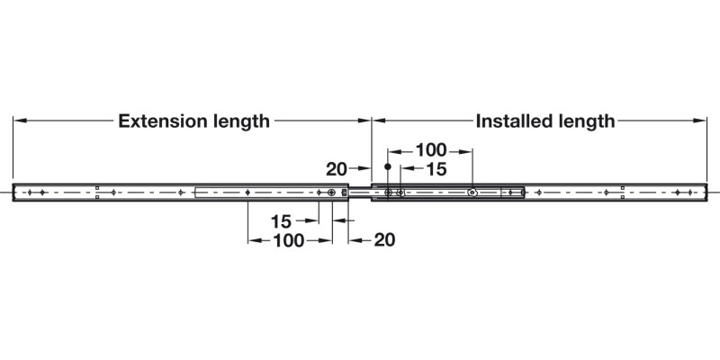 2431 BB Drawer Runner Full 18kg 400mm BZP