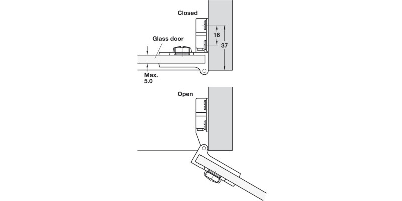 170D Glass Door Hinge Set ZA CP