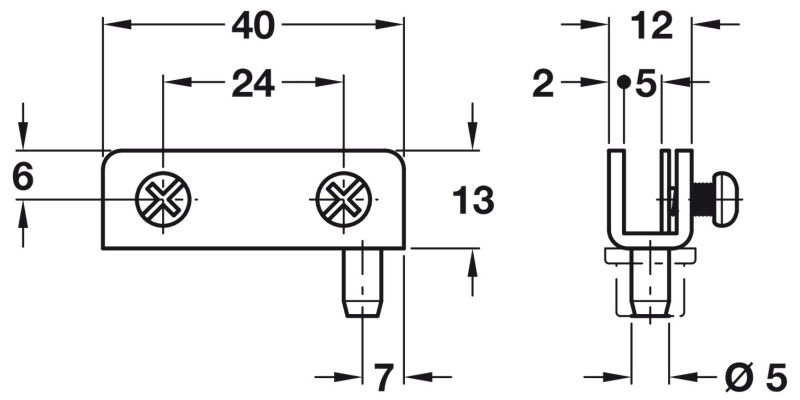 110D Simplex Glass Door Hinge St/Chr Plt