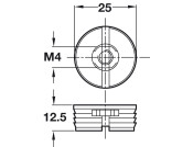 Drawer Front Adjuster M4 D25mm Pl/St Blk