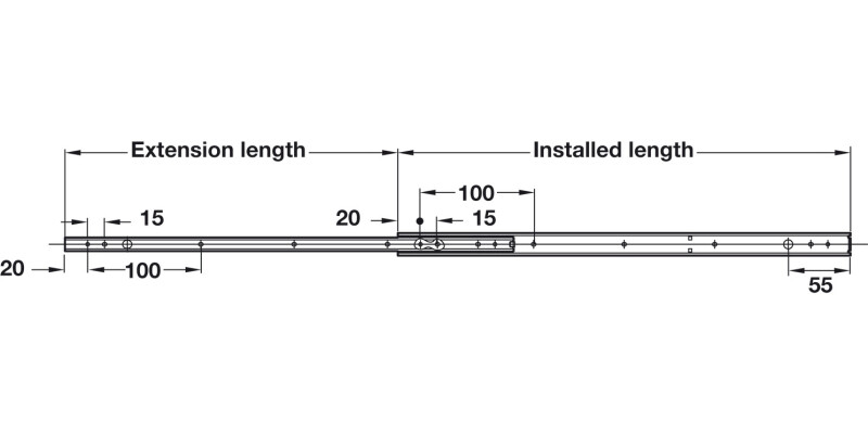 2421 BB Drawer Runner Sgl 13kg 450mm BZP
