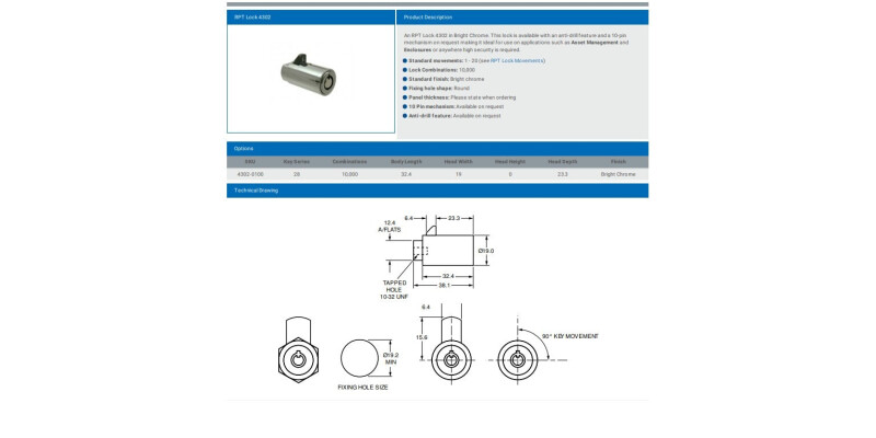 RADIAL PIN TUMBLER LOCK 4302