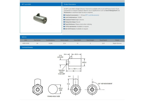 RADIAL PIN TUMBLER LOCK 4302