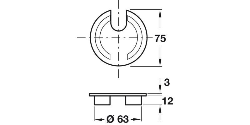 Cable Outlet 1prt D63x15mm ZA PB