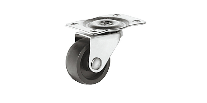 Single Wheel Castor, without Brake, &Oslash; 15-45 mm, Plate Fixing