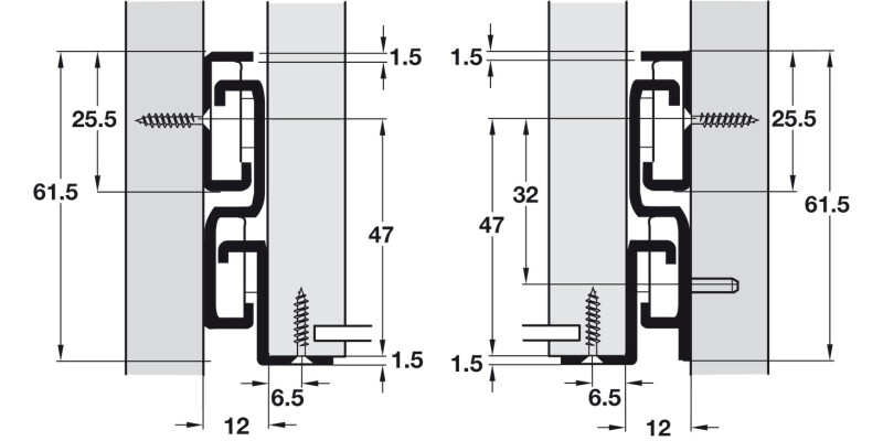 Roller Drawer Runner Base Full 50kg 300mm Wht