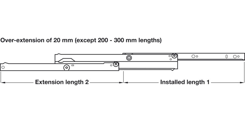 Roller Drawer Runner Base Full 50kg 200mm Wht