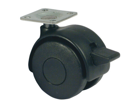 Swivel Twin Wheel Castor, with Brake, Hooded, 38 mm Plate Fixing