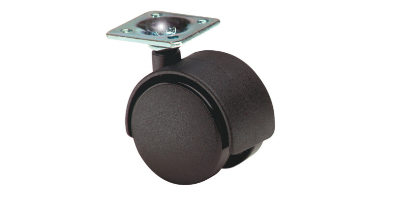 Swivel Twin Wheel Castor, with Brake, &Oslash; 40-50 mm, Hooded, 38 mm Plate Fixing