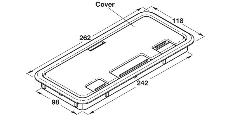 Cable Outlet Rect 98x242mm Pl Grey