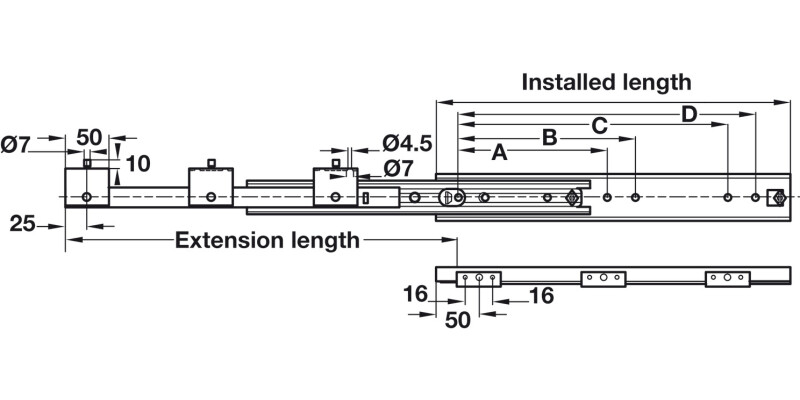 Drawer Runner 600mm St St