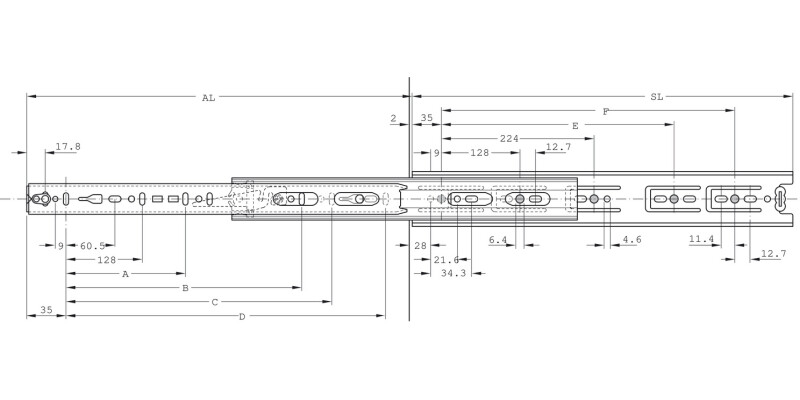 3832-SC BB Drawer Runner Full 42kg 300mm BZP