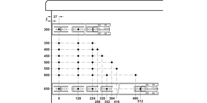 3832-SC BB Drawer Runner Full 43kg 350mm Blk