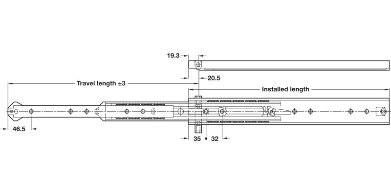 5343 InLock Drawer Runner Full 95kg 550mm SZP