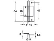 Flush Hinge 64x19mm Inset Stght 290 Self