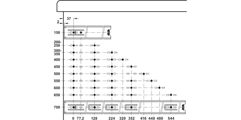 3832 BB Drawer Runner Full 50kg 600mm Blk