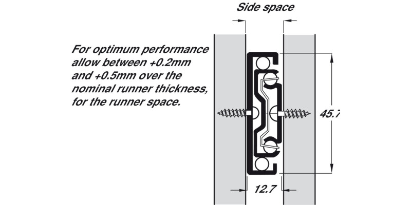 3832 BB Drawer Runner Full 50kg 400mm Blk