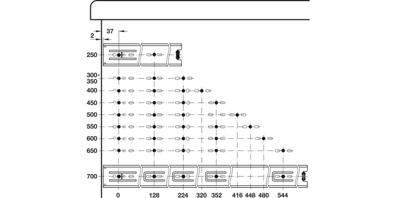 2132 BB Drawer Runner Sgl 35kg 350mm BZP