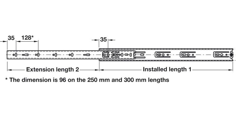 2132 BB Drawer Runner Sgl 35kg 350mm BZP