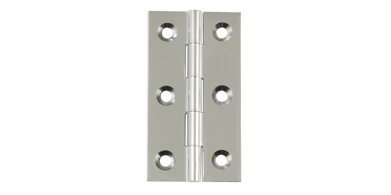 BRASS Butt Hinge 64x35mm Polished Chrome & Satin St/Steel pin