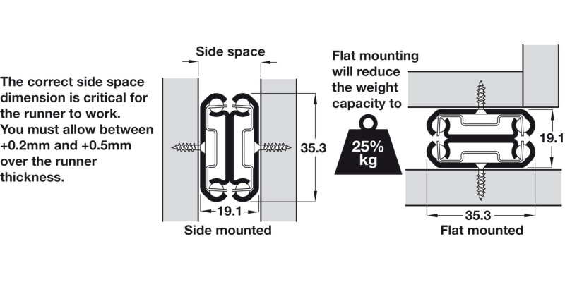 0330 SS BB Drawer Runner Full 50kg 300mm HGSS