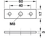 Screw-On Plate M8 60x17mm Galv St
