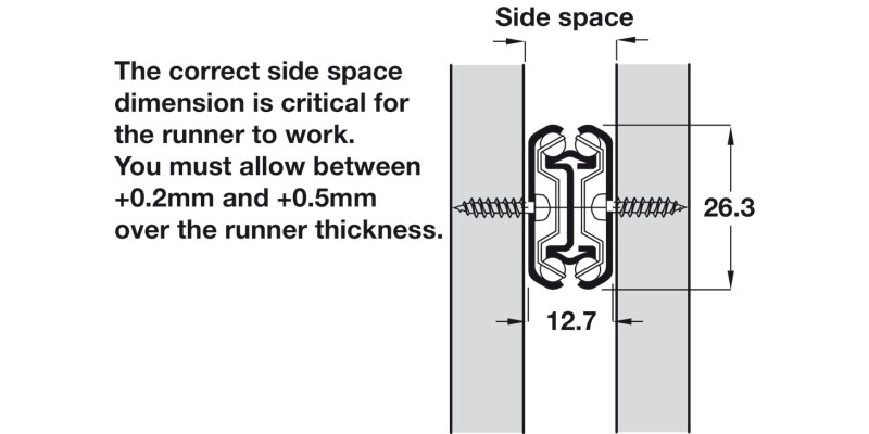 2601 BB Drawer Runner Full 30kg 550mm BZP