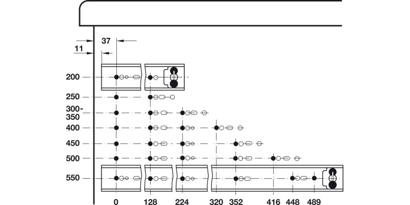 2601 BB Drawer Runner Full 30kg 550mm BZP