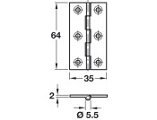 BRASS Broad Style Hinge 64x35mm Antique Brass finish