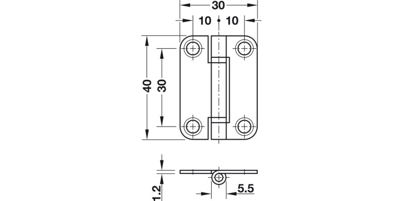Folding Door Hinge 40x29mm Steel NP
