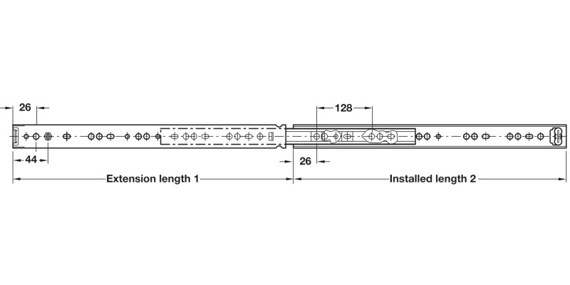 2642 BB Drawer Runner Full 35kg 350mm BZP