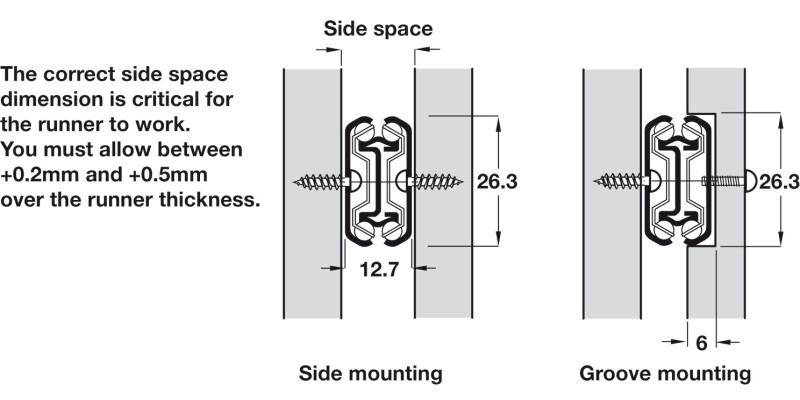 2642 BB Drawer Runner Full 35kg 350mm BZP