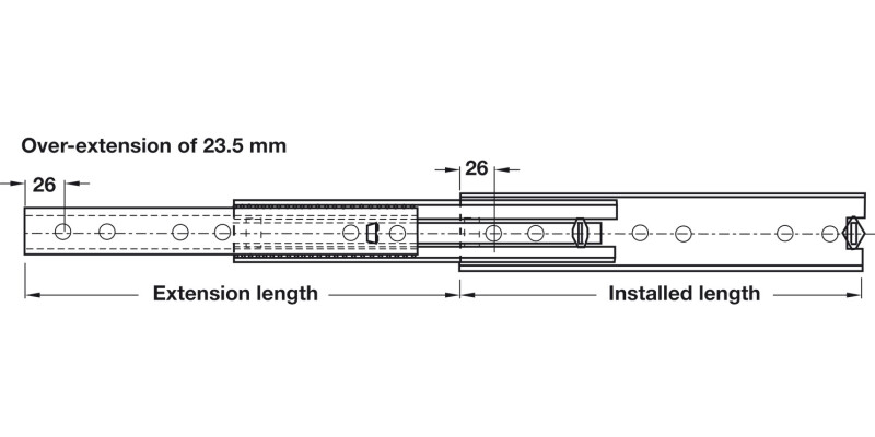 5321 BB Drawer Runner Full 120kg 600mm BZP