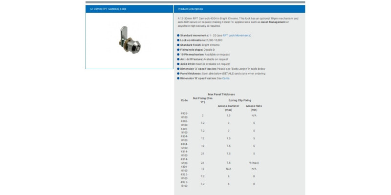 RADIAL PIN TUMBLER LOCK 4801