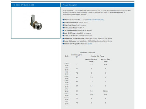 RADIAL PIN TUMBLER LOCK 4801