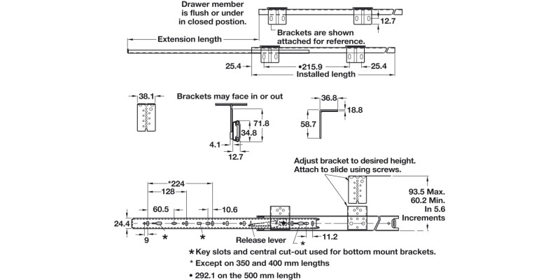 2109 Keyboard Runner Sgl 25kg 500mm BZP