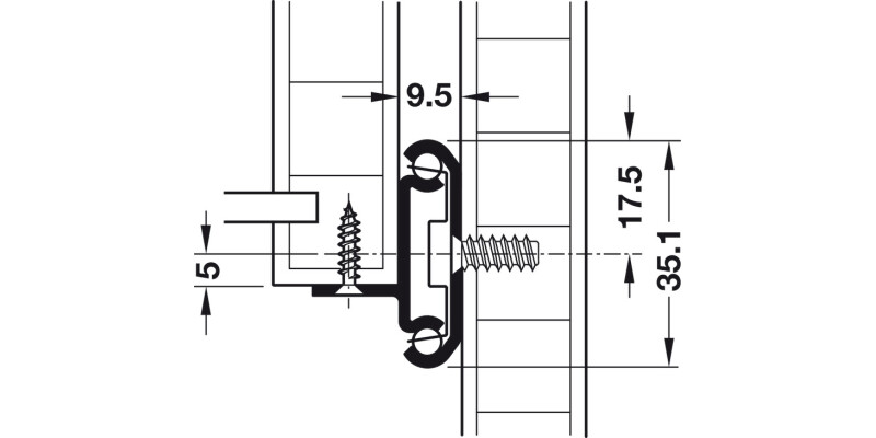 2002 BB Drawer Runner 2Way Sgl 32kg 508mm BZP