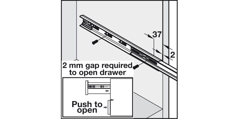 3832TR BB Drawer Runner Full 45kg 450mm Blk