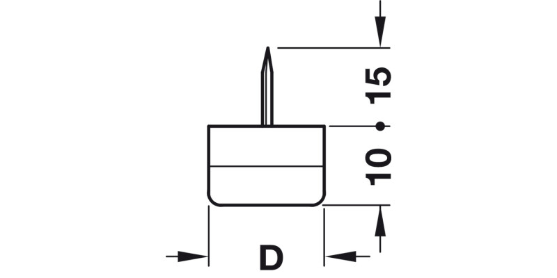 Pin Type Glide D=15mm Plastic White/Black Rubber
