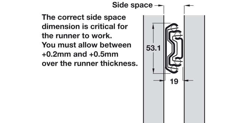 5321-EC BB Drawer Runner Full 75kg 1100mm BZP