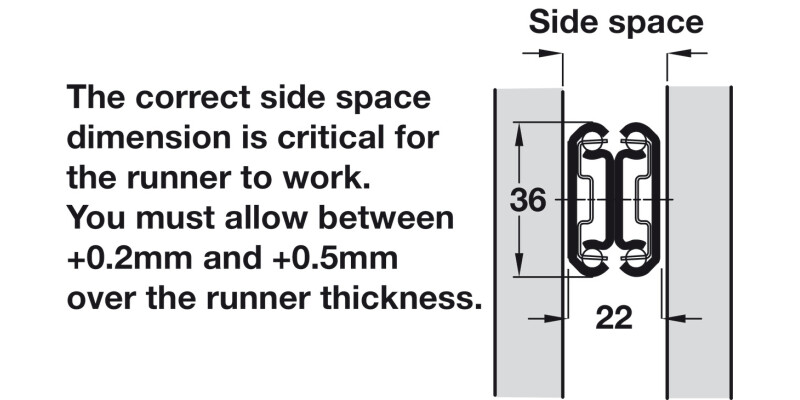 3630 BB Drawer Runner 2Way Full 45kg 500mm BZP