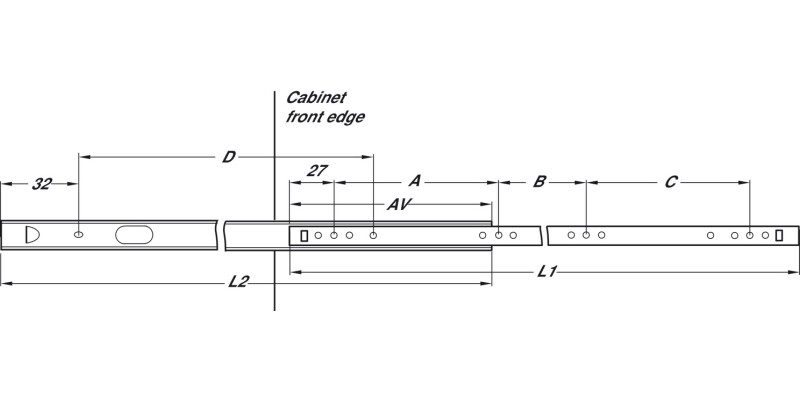 BB Drawer Runner 17mm Groove Sgl 10kg 251-400mm