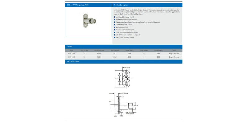 RADIAL PIN PLUNGER LOCK 4360