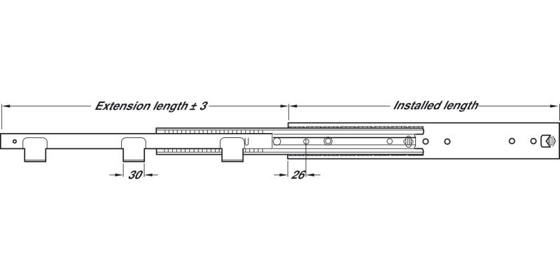 5321-60 BB Drawer Runner Full 115kg 400mm BZP
