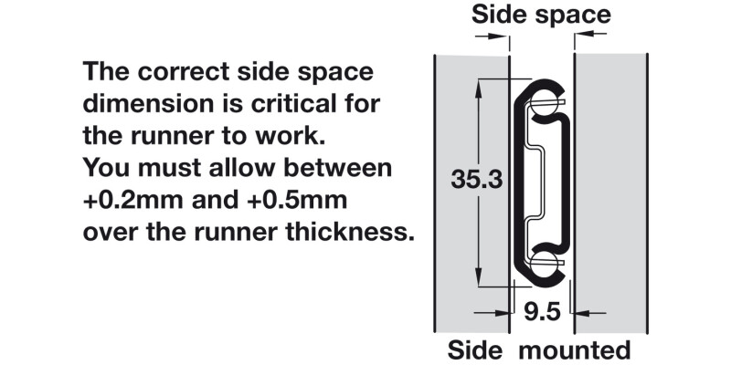 2026 BB Drawer Runner 2Way Sgl 35kg 600mm BZP