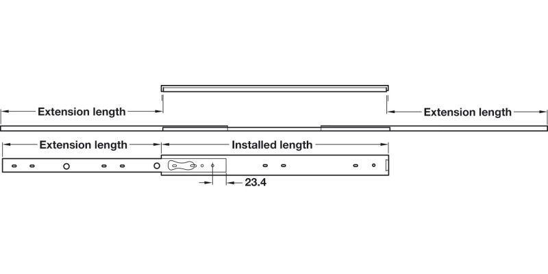 2026 BB Drawer Runner 2Way Sgl 50kg 300mm BZP