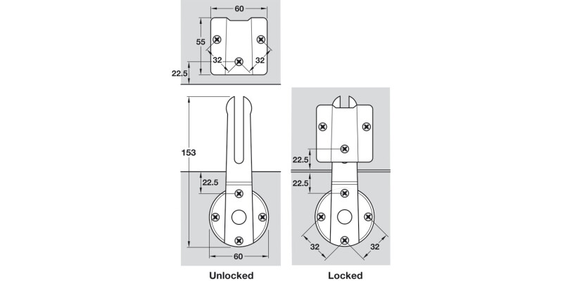 Table Connector 153x60mm St Galv