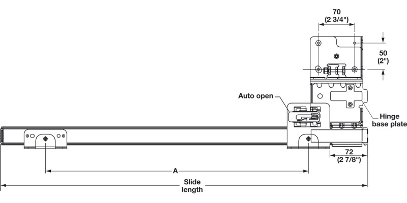 Accuride 1321 Pivot Sld DrRun Blk 405mm